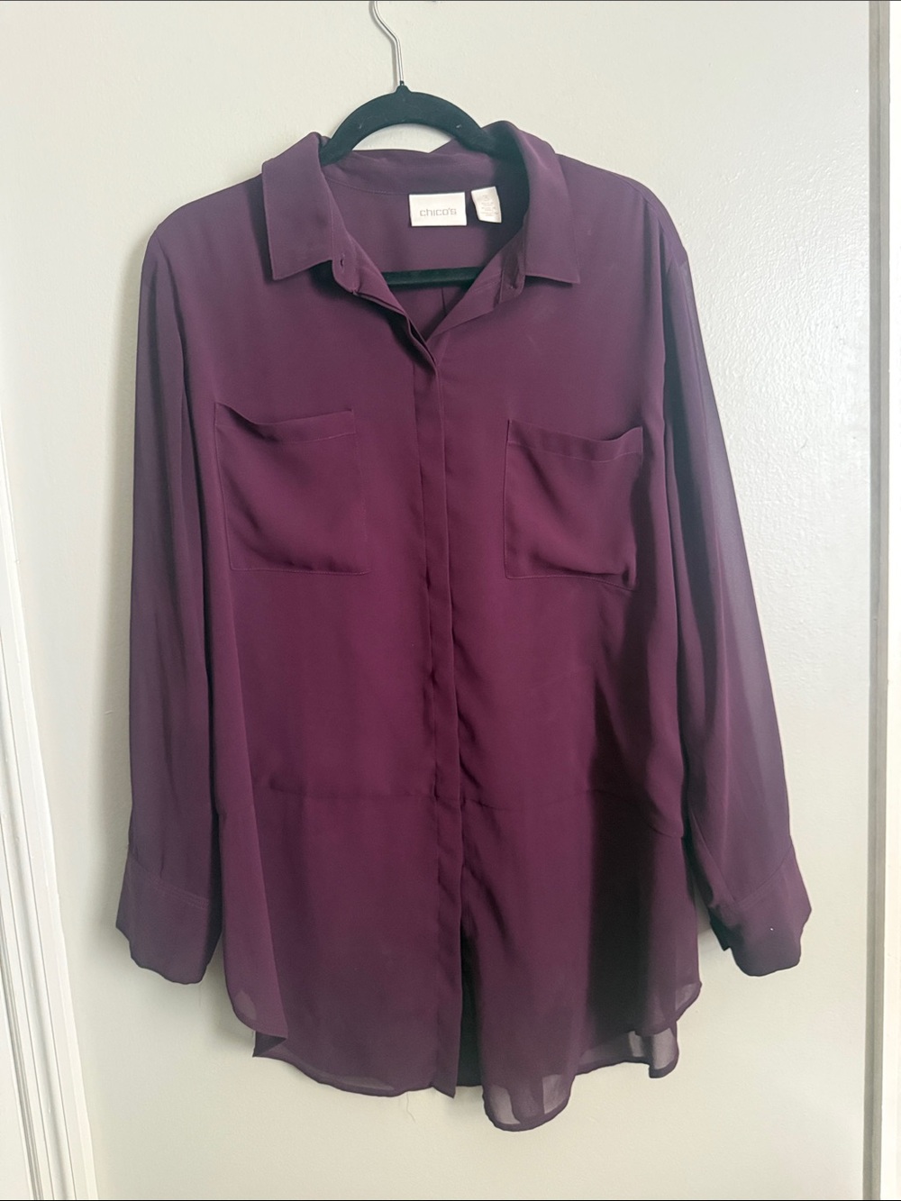 Chico's Deep Plum Button-Down Shirt